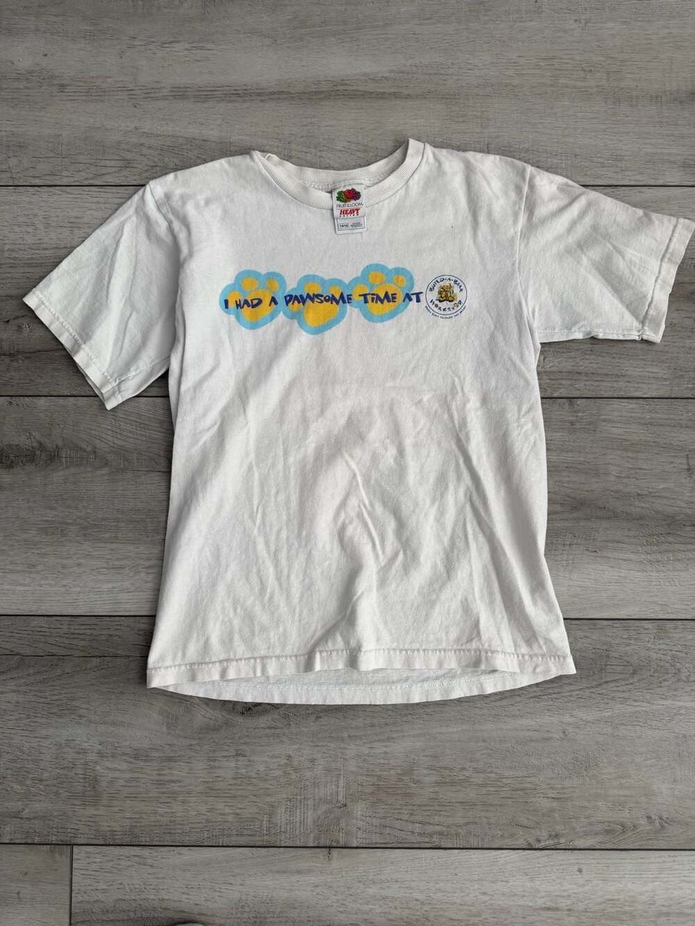 Y2K Vintage Fruit of the Loom Build-A-Bear Workshop Size 14/16 White T-Shirt